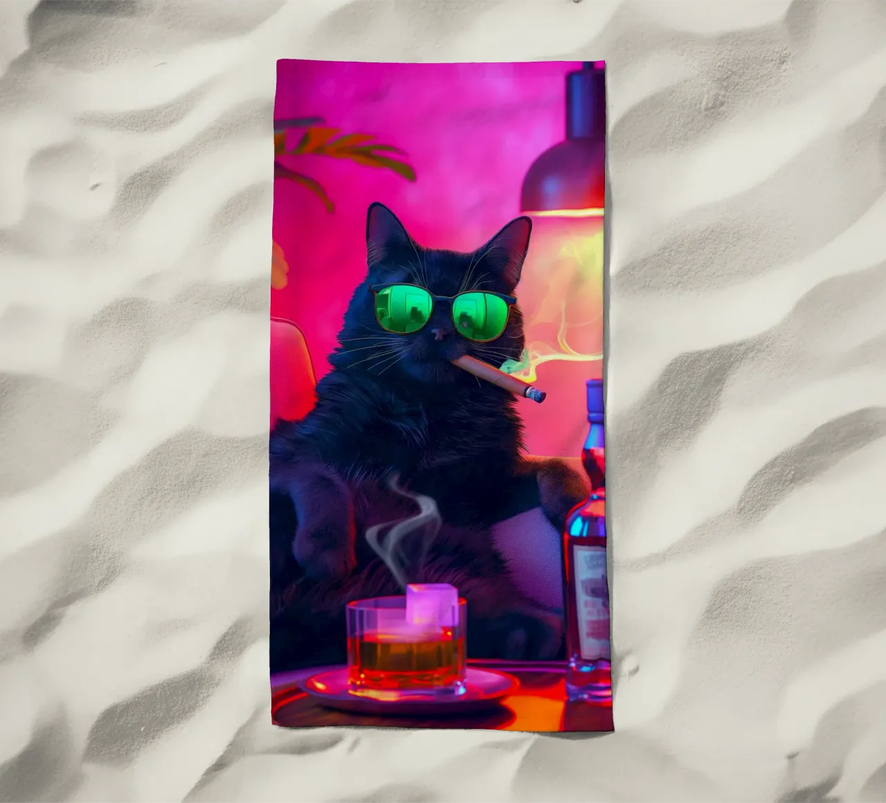 Fancy Cat Fumar toalla de playa de Fleur de Lys