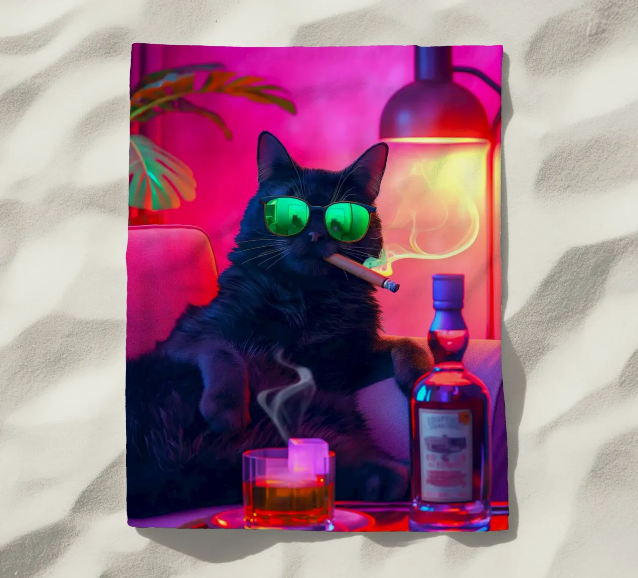Fancy Cat Fumar toalla de playa de Fleur de Lys