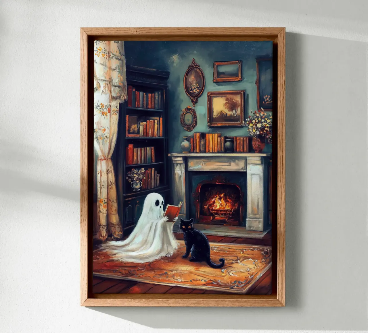 Ghost Reading canvas with Floater frame by Fleur de Lys