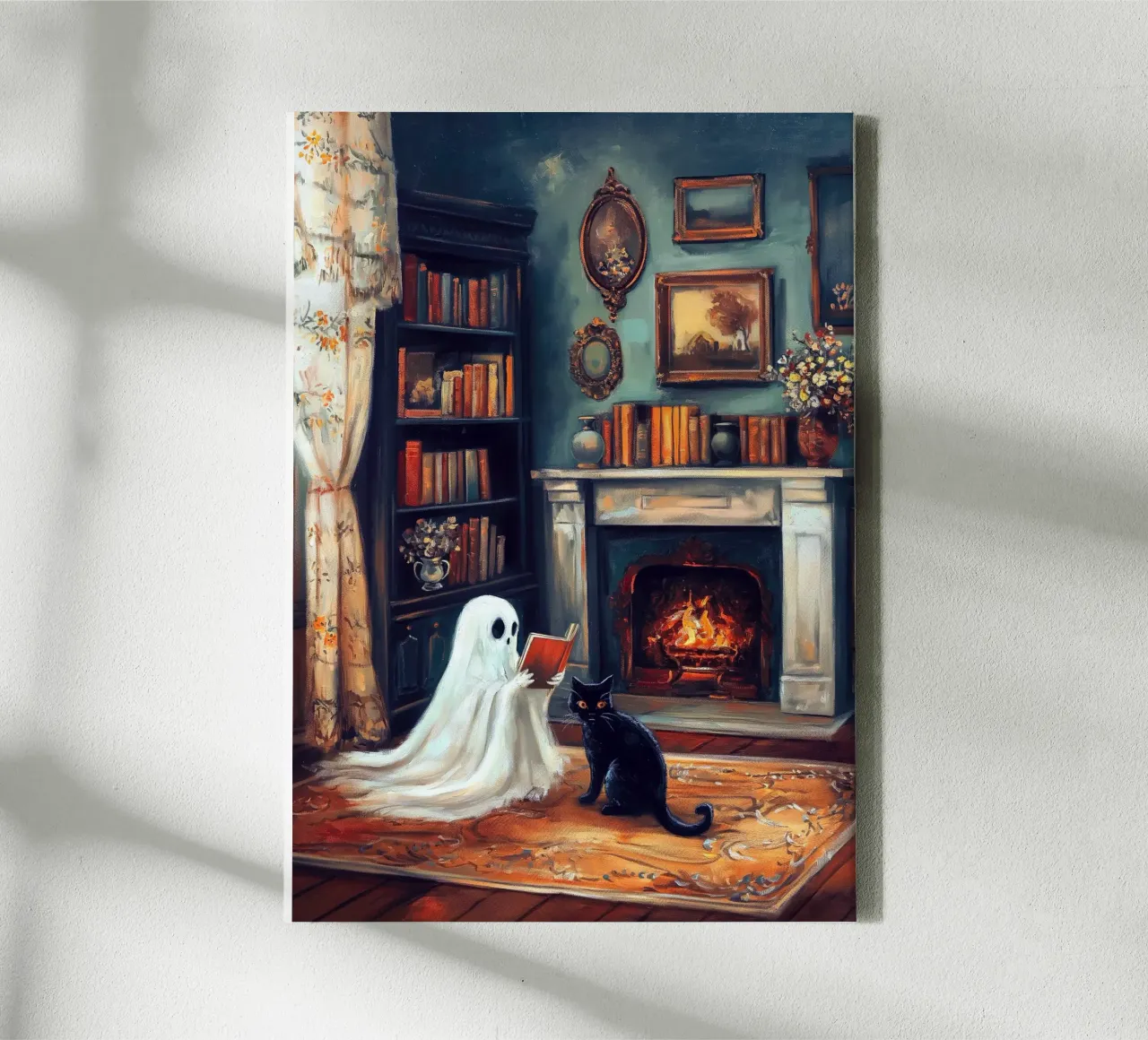 Ghost Reading canvas with Floater frame by Fleur de Lys