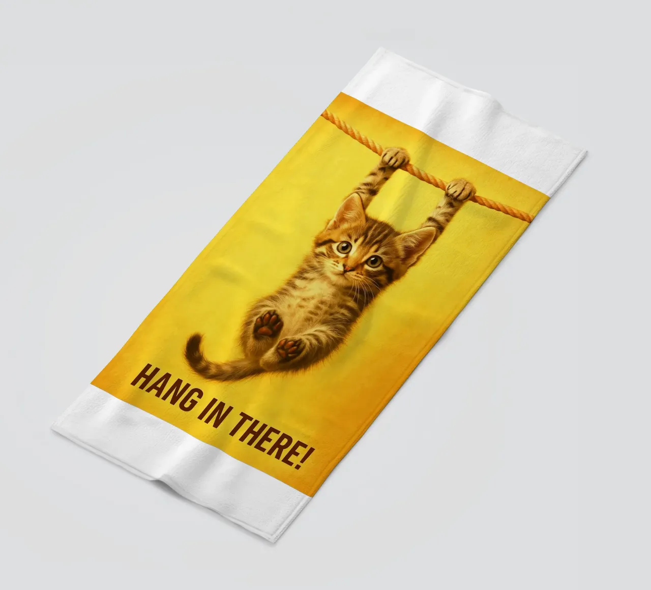 Funny Hang in There Cat beach towel by the gindils