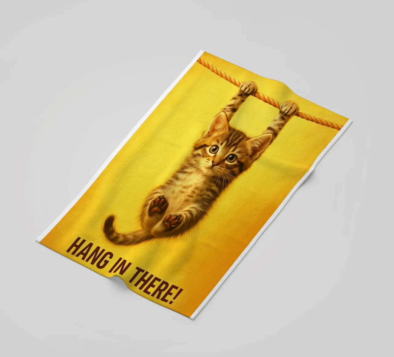 Funny Hang in There Cat beach towel by the gindils