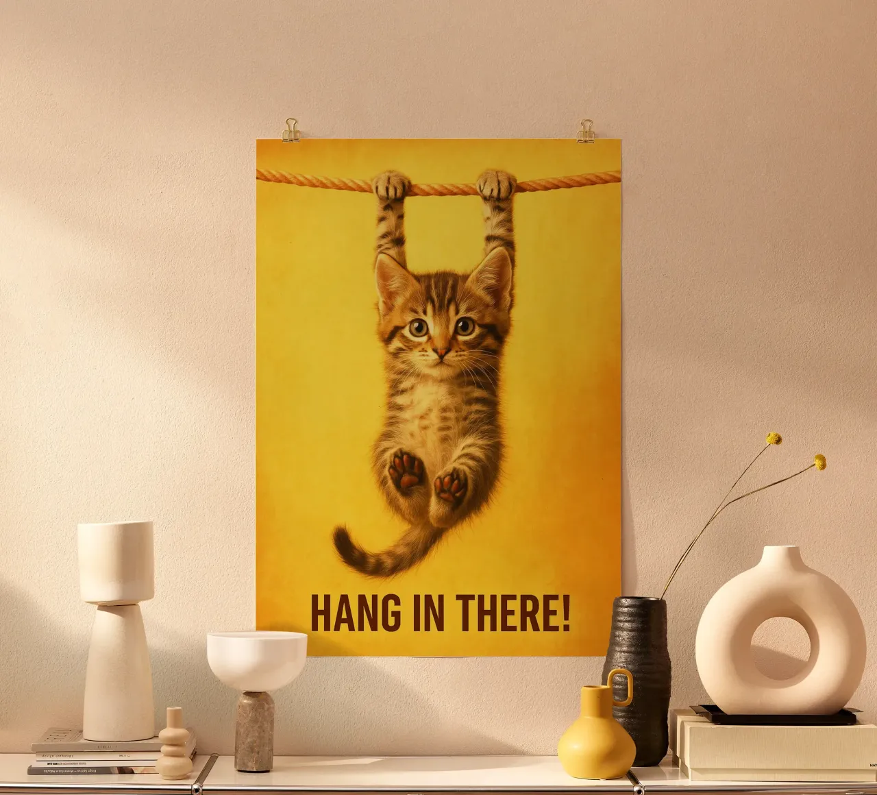 Funny Hang in There Cat hahnemühle by the gindils
