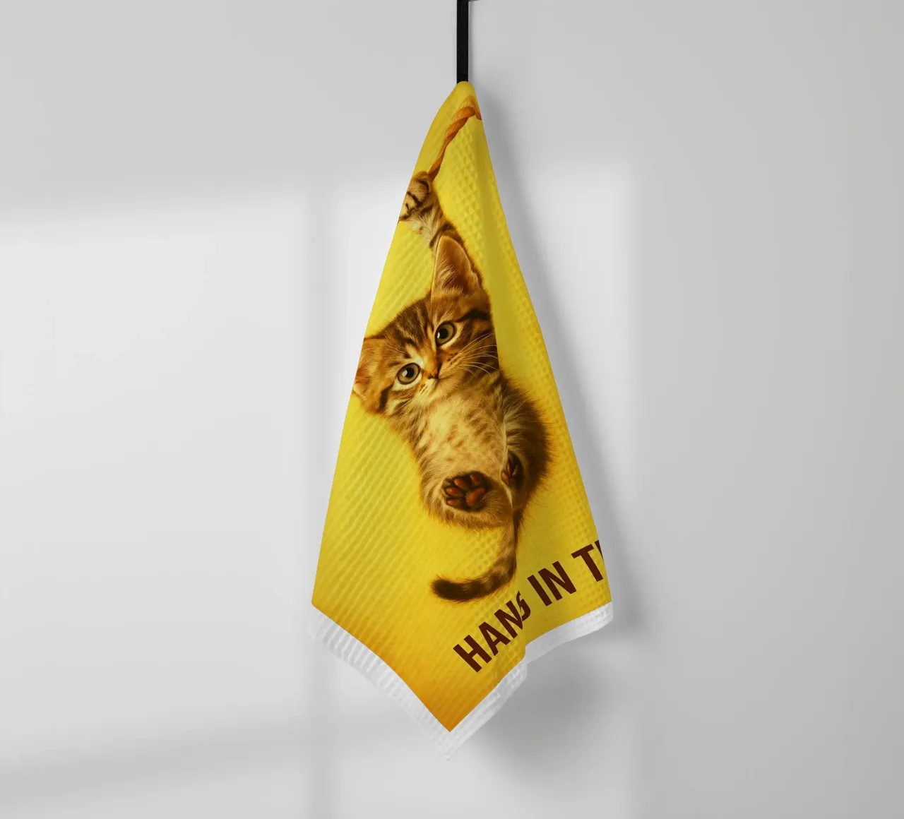 Funny Hang in There Cat tea towel by the gindils