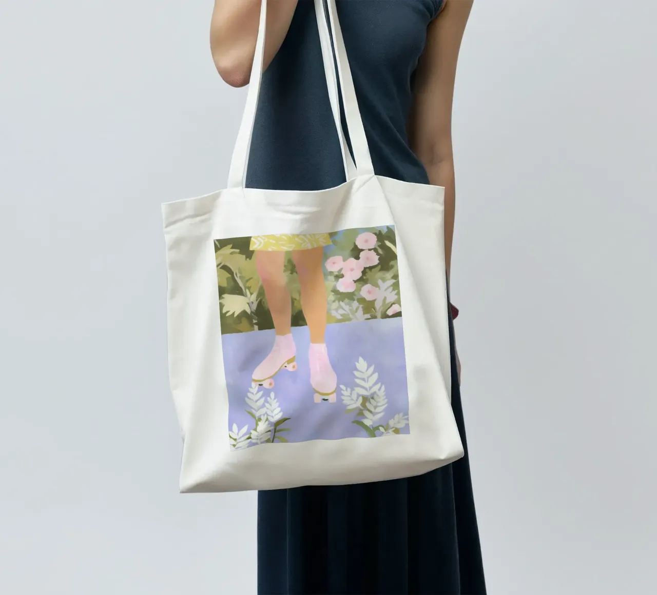 Storia d'amore con i pattini a rotelle borsa in juta da Carinaprint