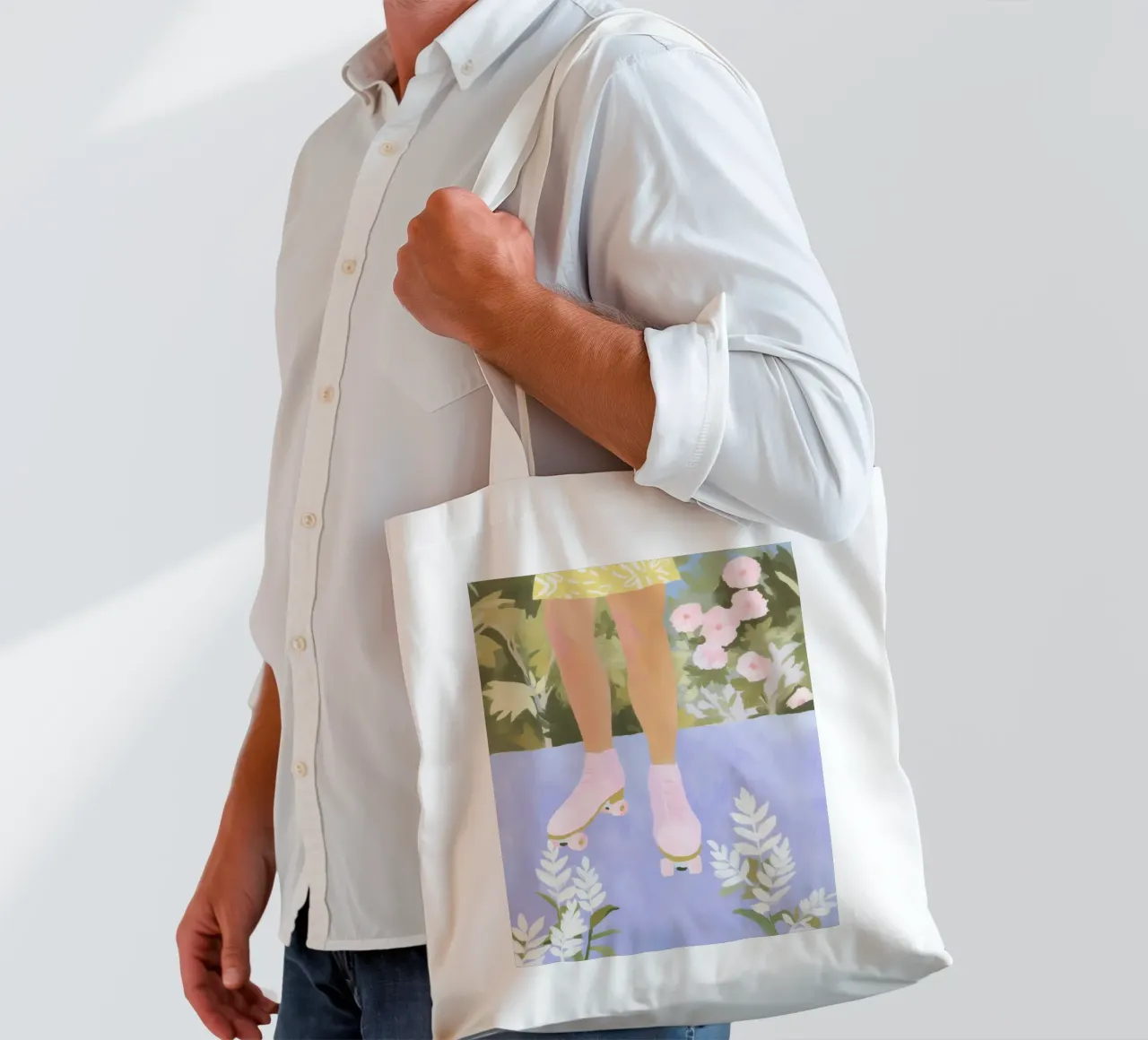 Storia d'amore con i pattini a rotelle borsa in juta da Carinaprint