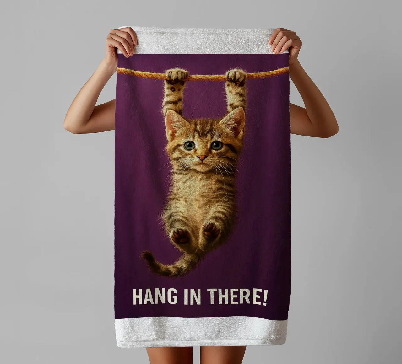 Hang in There Funny Cat towel by the gindils