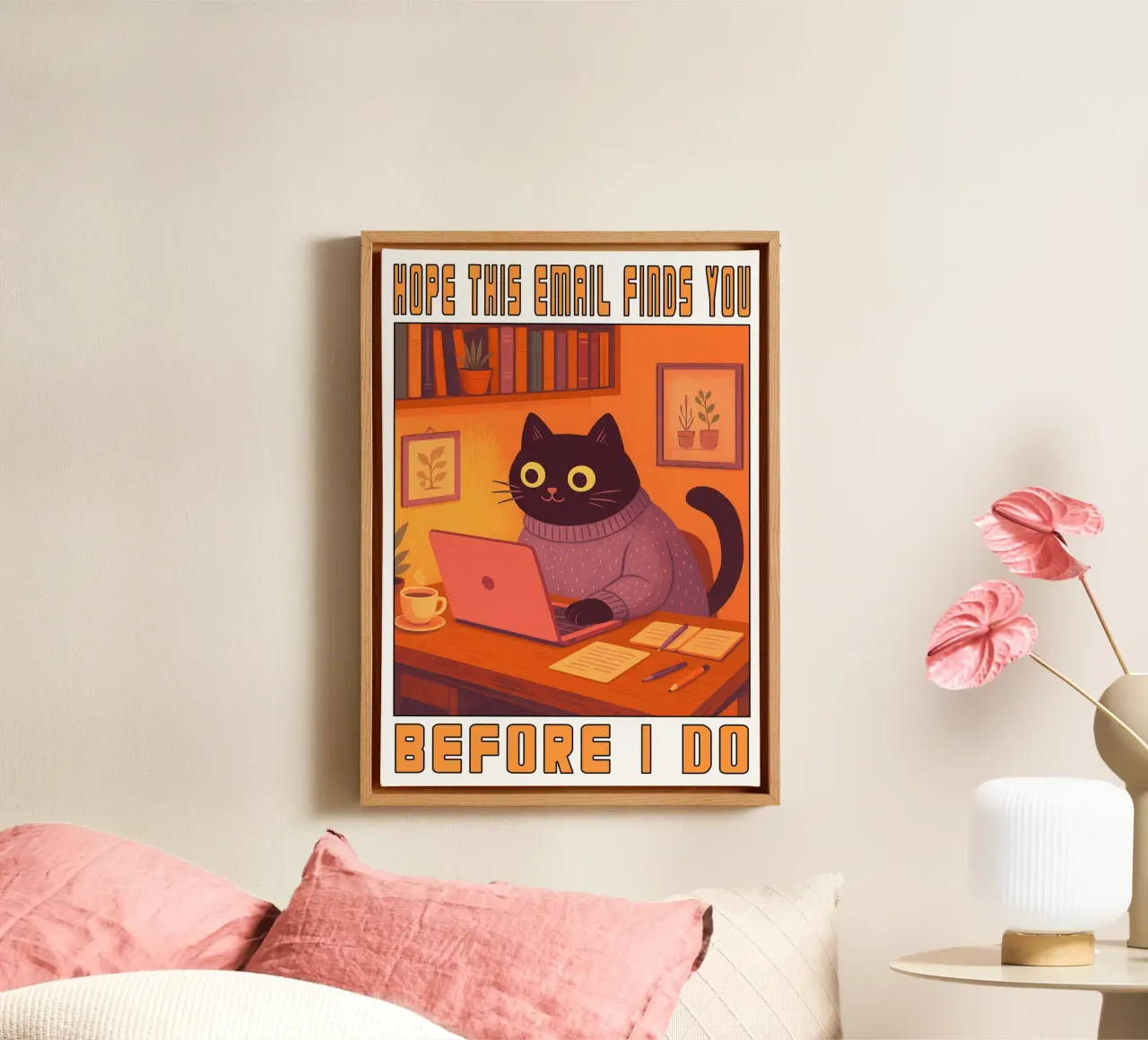 Ich hoffe, diese E-Mail findet Ihre Katze Leinwand mit Schattenfugenrahmen von the gindils