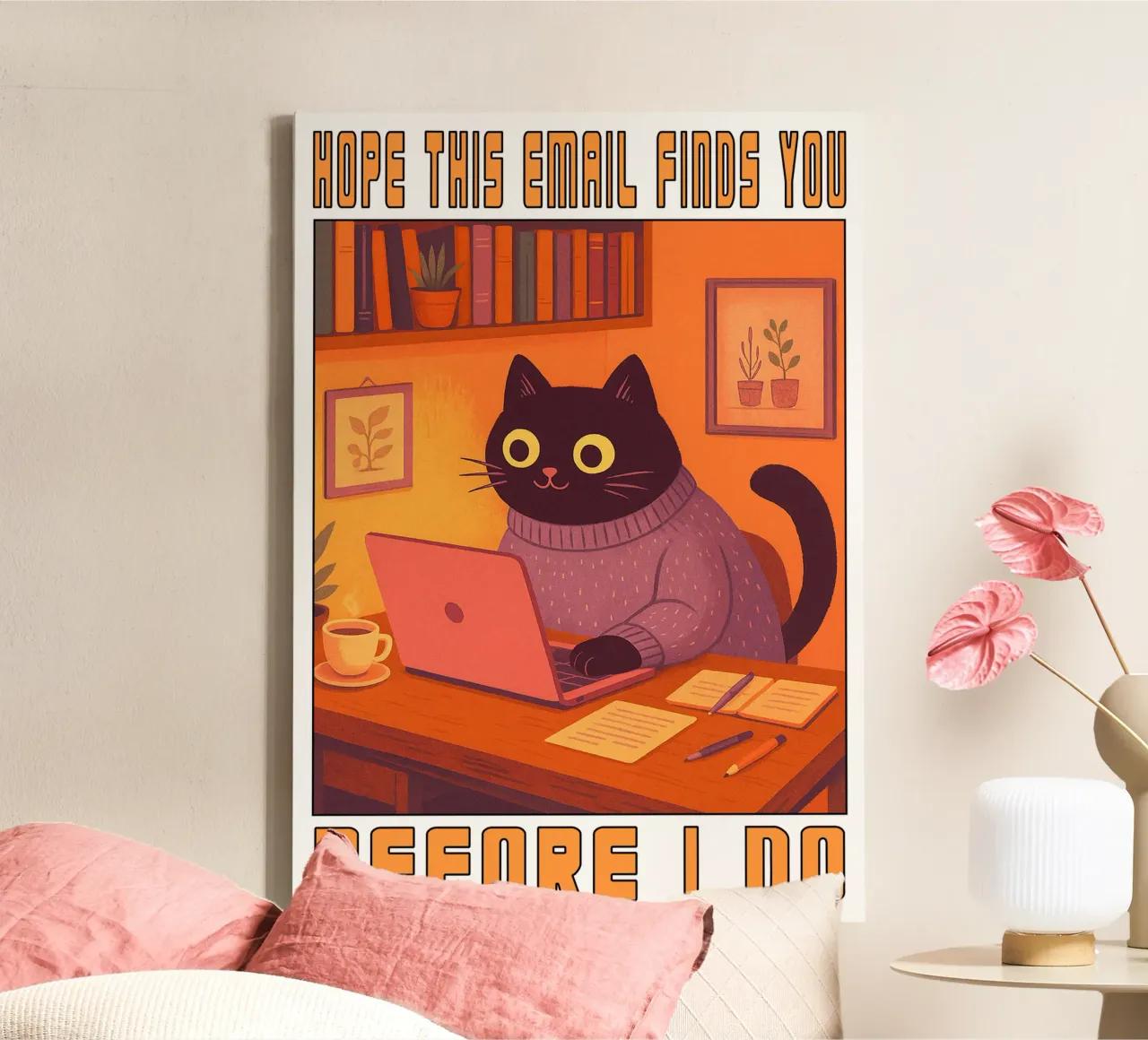 Ich hoffe, diese E-Mail findet Ihre Katze Leinwand mit Schattenfugenrahmen von the gindils