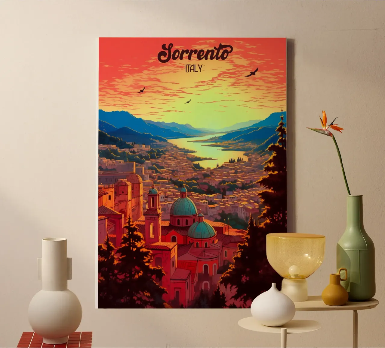 Sorrento Italië canvas met Baklijst van Fleur de Lys