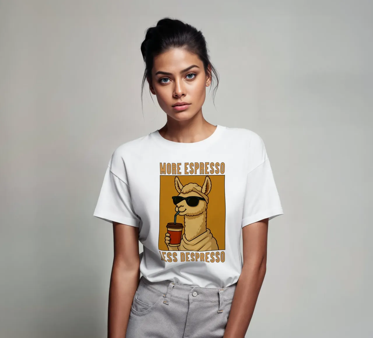 More Espresso Less Despresso Llama t-shirt da the gindils