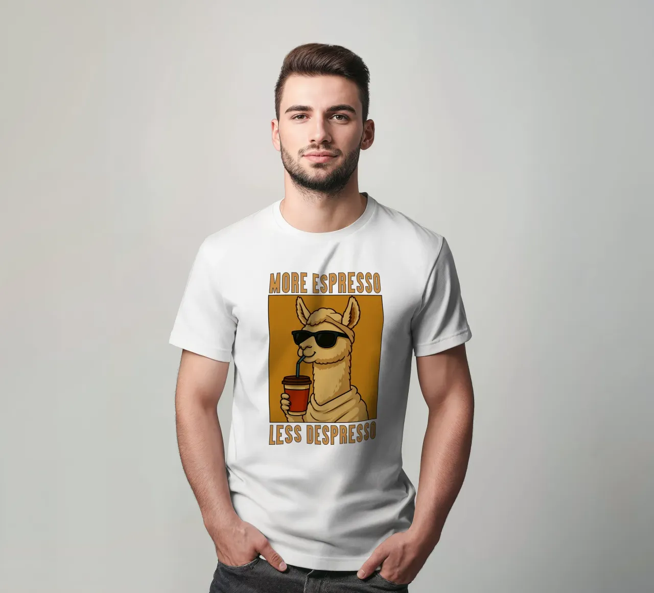 More Espresso Less Despresso Llama t-shirt da the gindils
