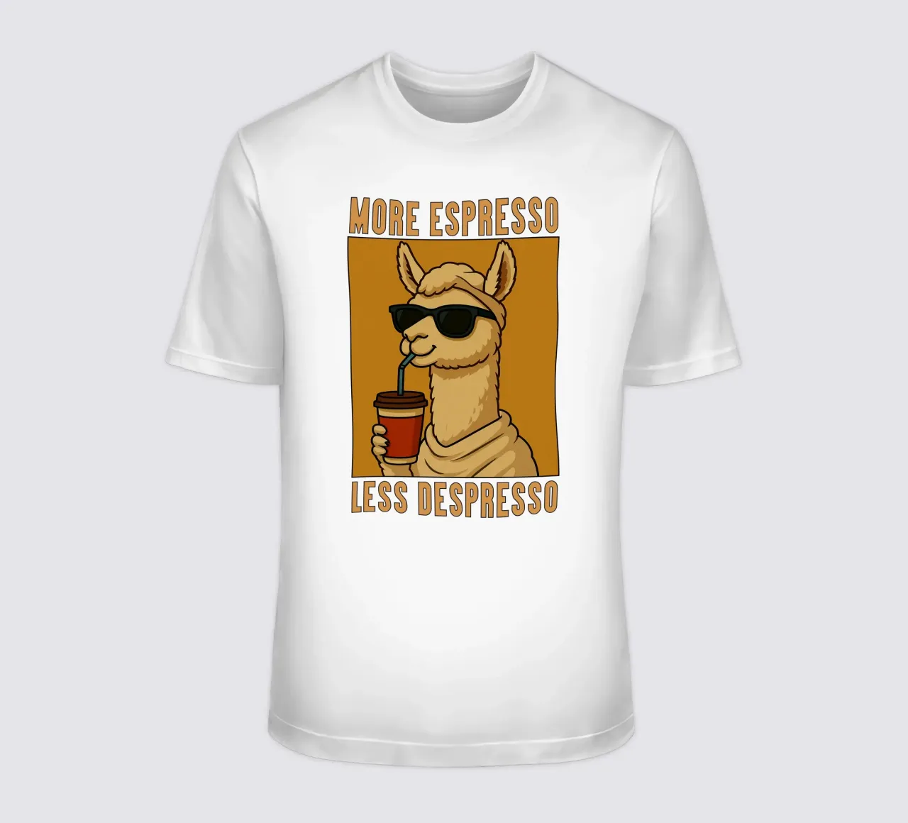 More Espresso Less Despresso Llama t-shirt da the gindils
