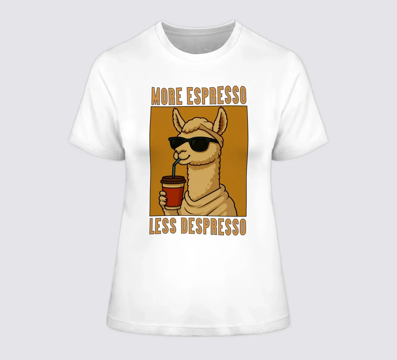 More Espresso Less Despresso Llama women's fitted t-shirt by the gindils