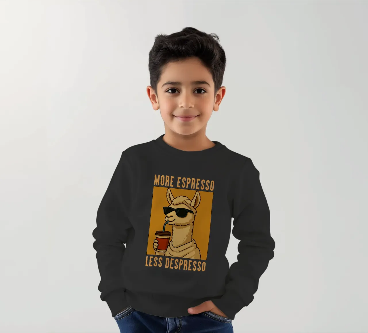 More Espresso Less Despresso Llama felpa bambino da the gindils
