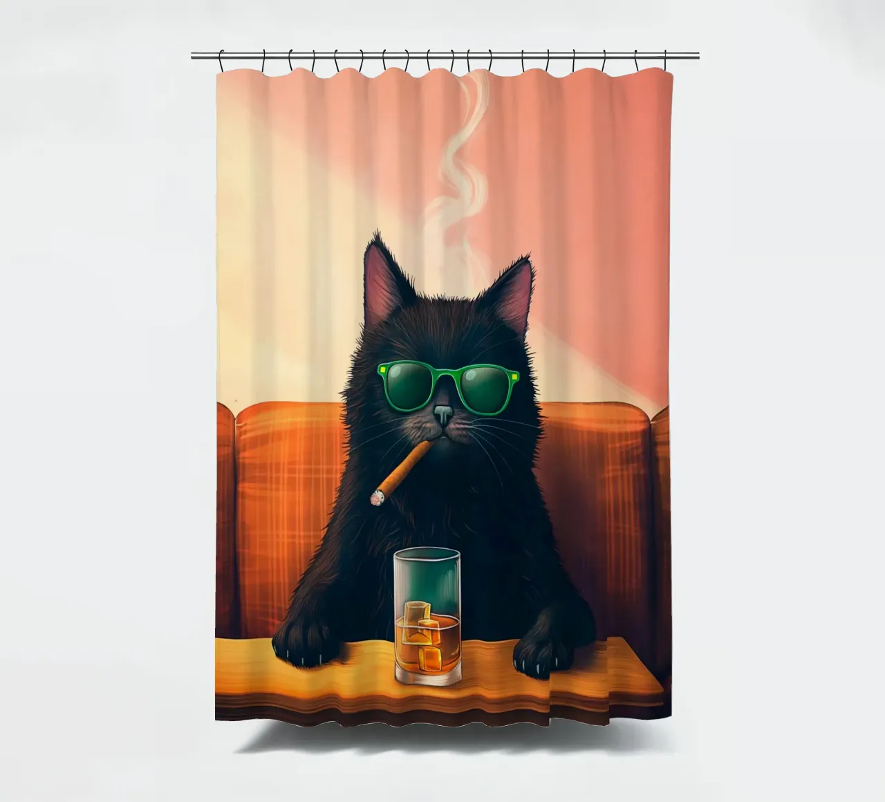 Gatto che fuma tenda da doccia da Fleur de Lys