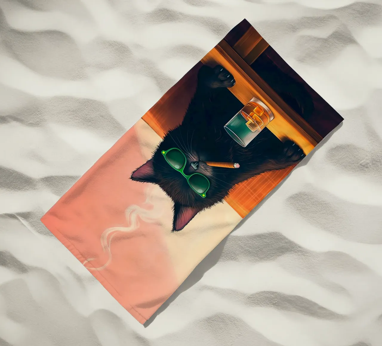 Gatto che fuma telo mare da Fleur de Lys