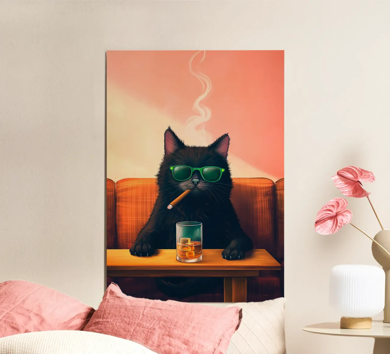 Gatto che fuma alluminio dibond da Fleur de Lys