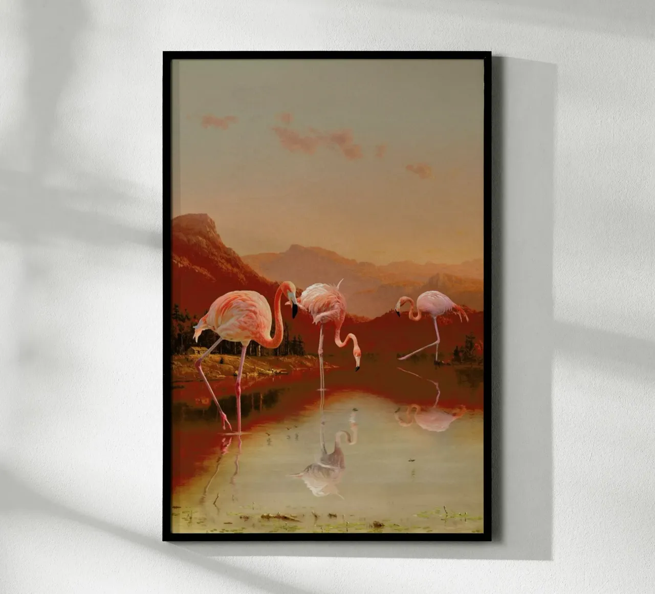 Flamingo Lake poster con telaio in alluminio da Jonas Loose