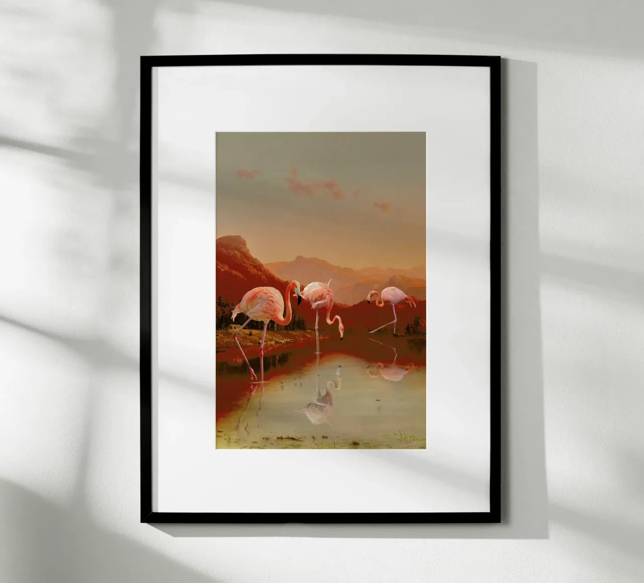 Flamingo Lake poster con telaio in alluminio da Jonas Loose
