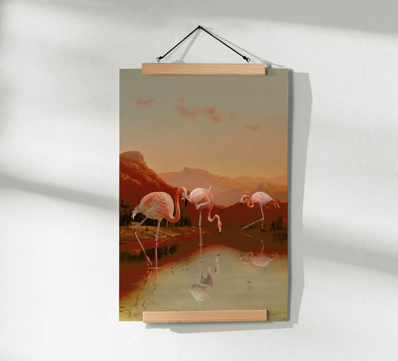 Flamingo Lake poster con telaio in alluminio da Jonas Loose