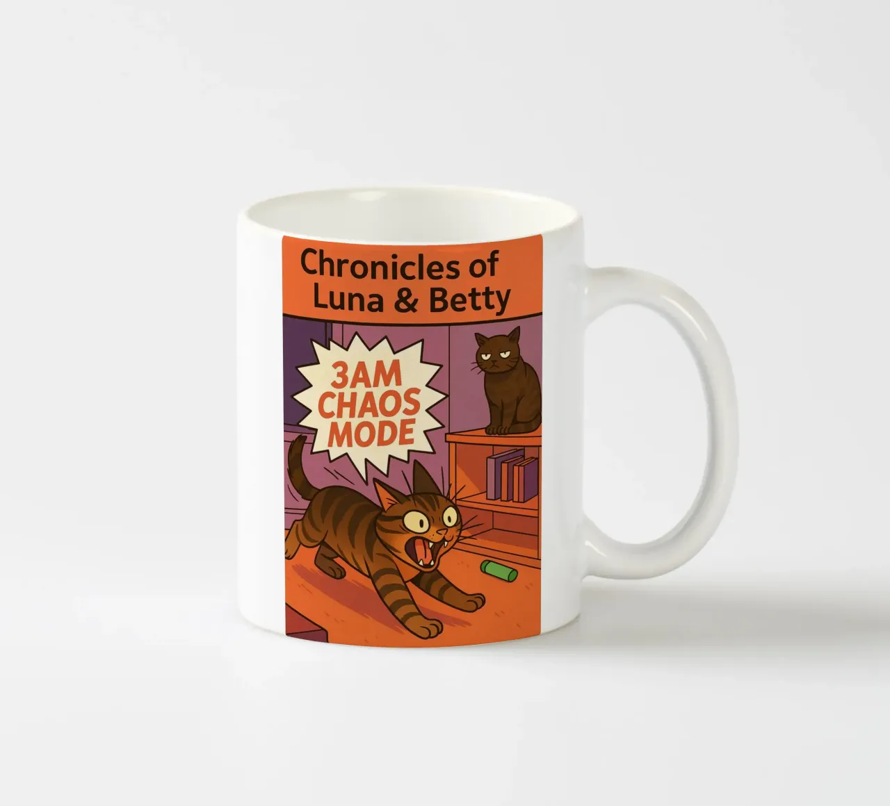 Modalità caos alle 3 del mattino divertente Gatto tazza in ceramica da the gindils