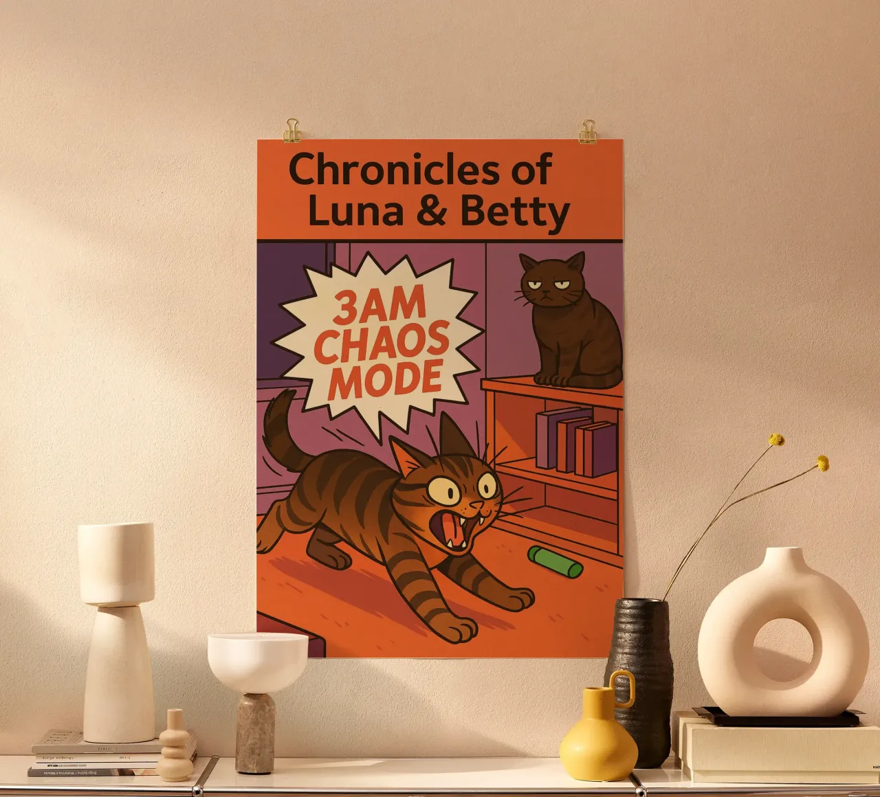 3am chaos mode funny Cat poster con marco de aluminio de the gindils