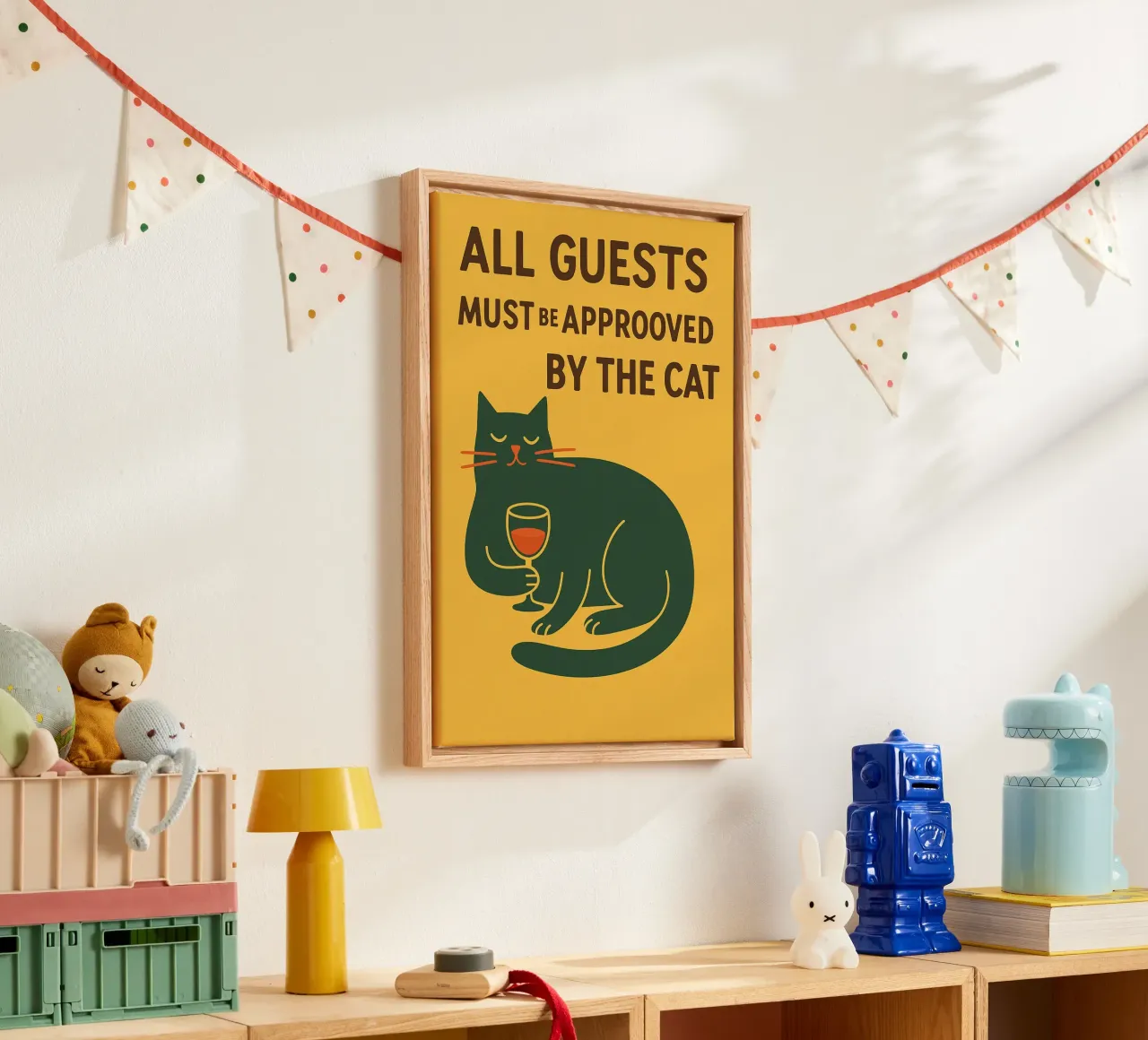 All Guests Must Be Approved by the Cat canvas with Floater frame by the gindils