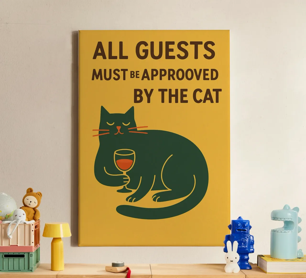 All Guests Must Be Approved by the Cat canvas with Floater frame by the gindils