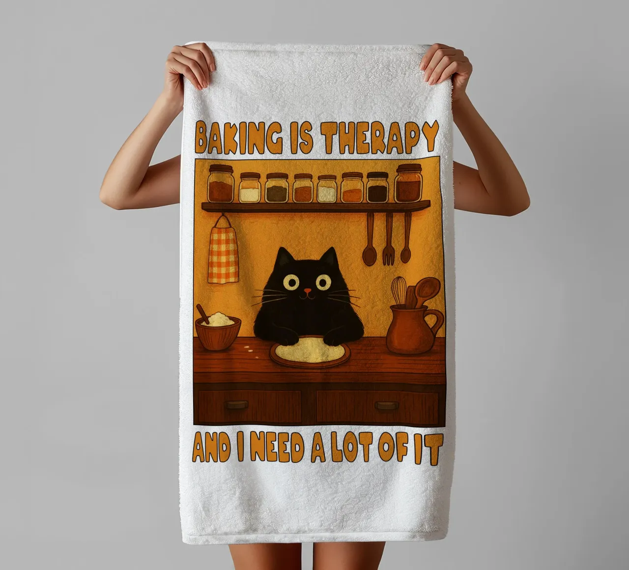 Baking Is Therapy And I Need a Lot of It Cute Cat towel by the gindils
