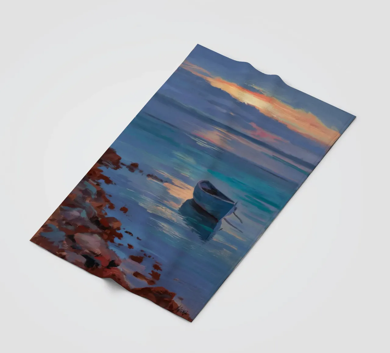 Twilight Boat Drift fleece blanket by Mystic Grain