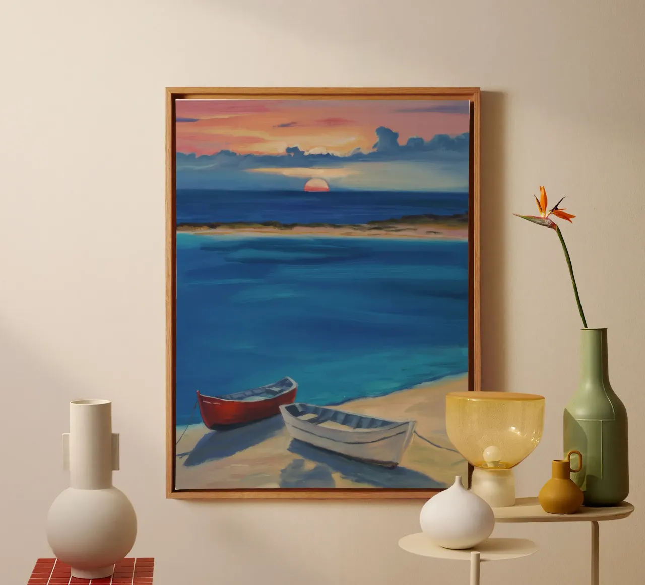 Silenzio di Sunset Bay tela con Cornice a cassetta da Mystic Grain