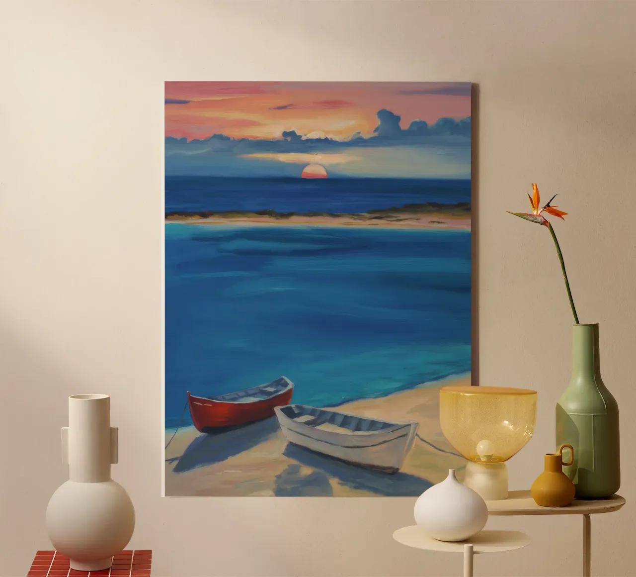Silenzio di Sunset Bay tela con Cornice a cassetta da Mystic Grain