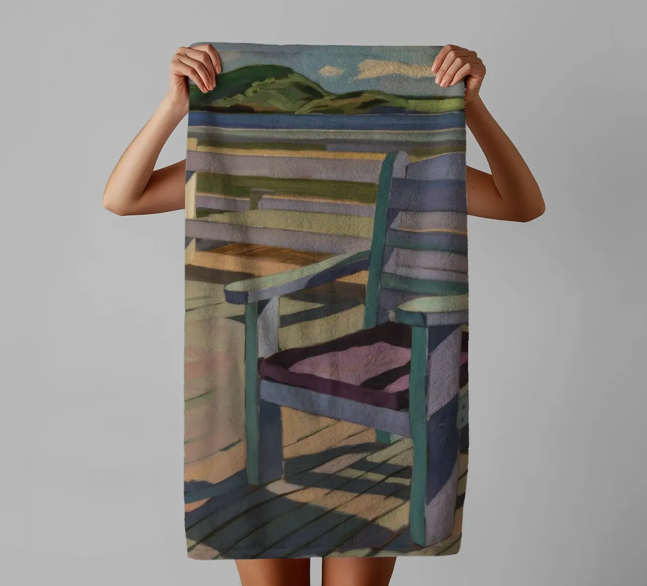 Veranda Stoel Schaduwen badhanddoek van Mystic Grain