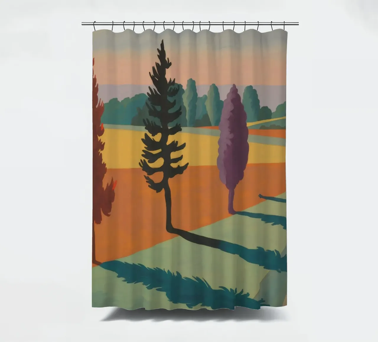 Rainbow Tree Lane shower curtain by Mystic Grain