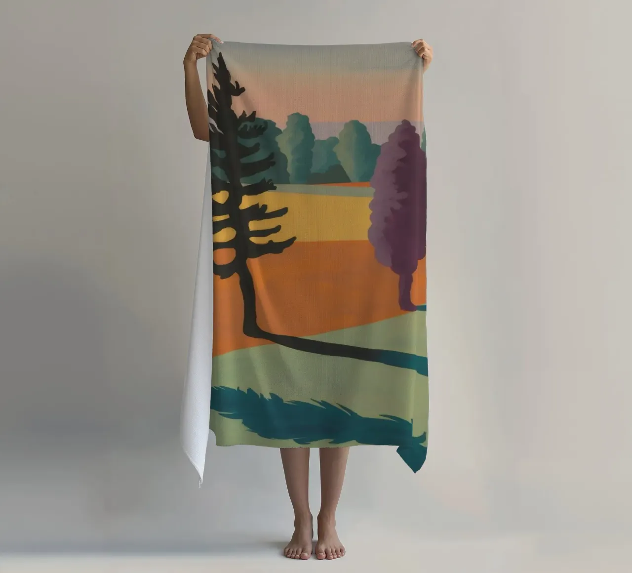 Rainbow Tree Lane beach towel by Mystic Grain