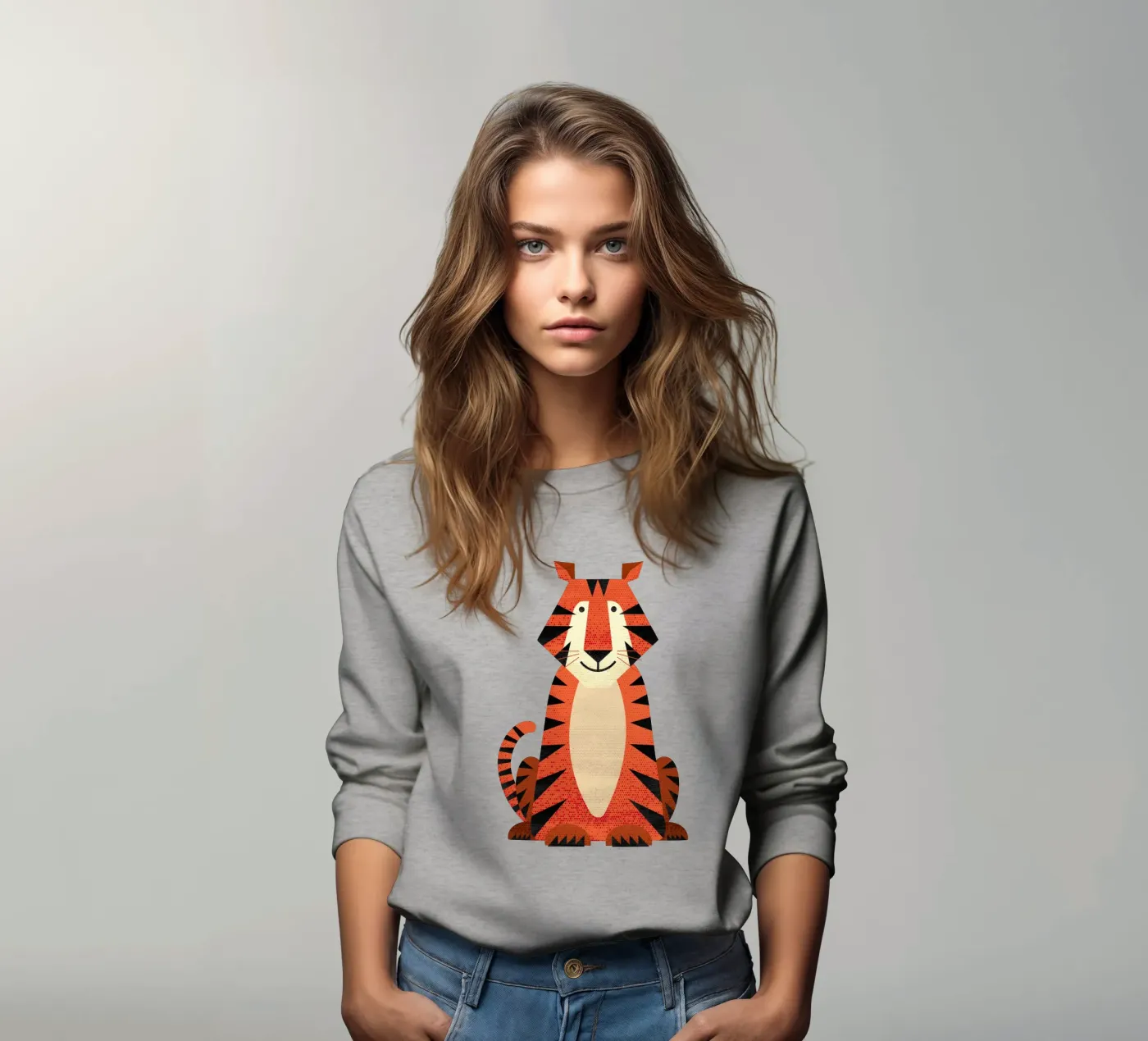 Whimsy Tiger sweatshirt by The Printed Sparrow