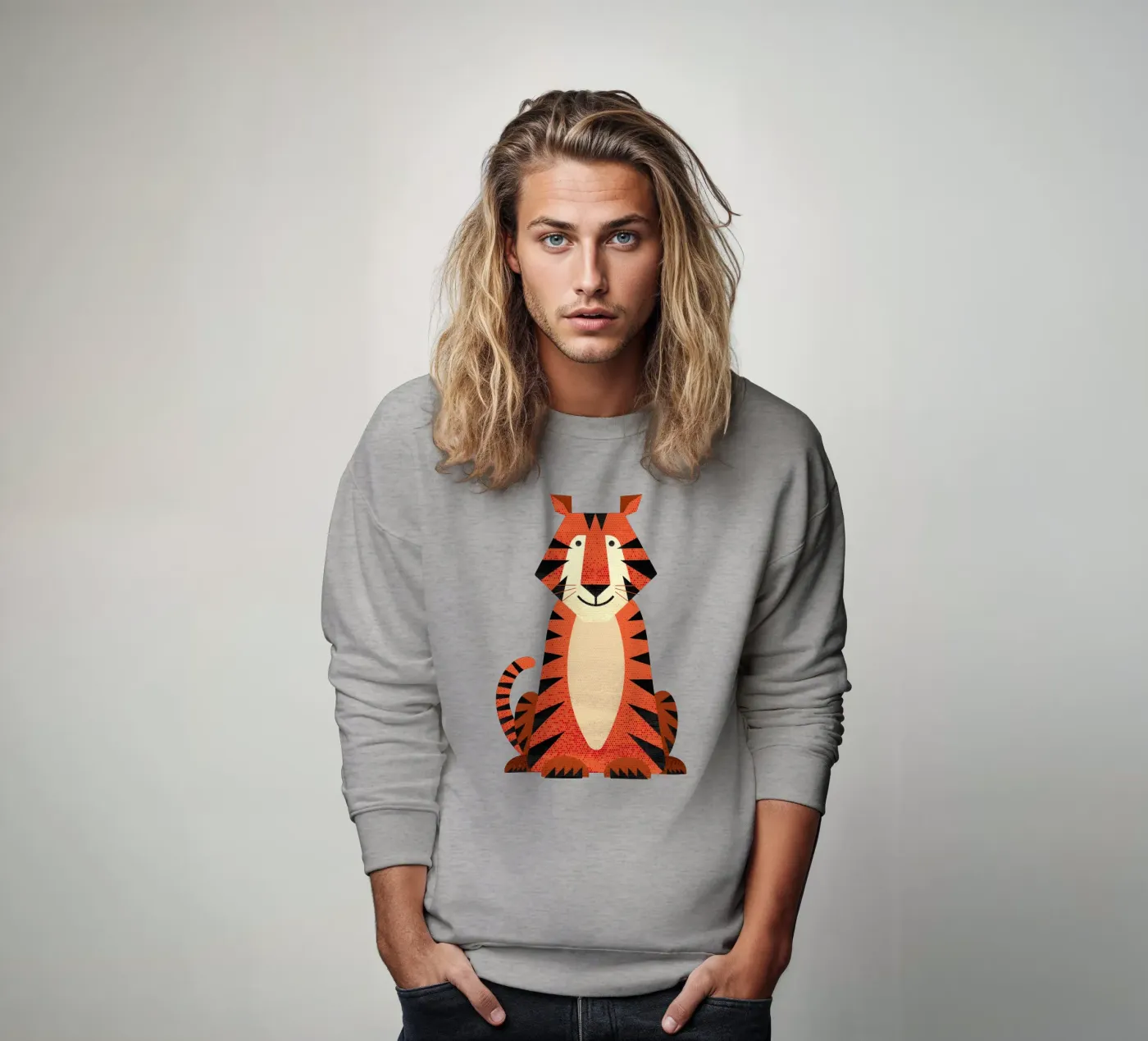 Whimsy Tiger sweatshirt by The Printed Sparrow
