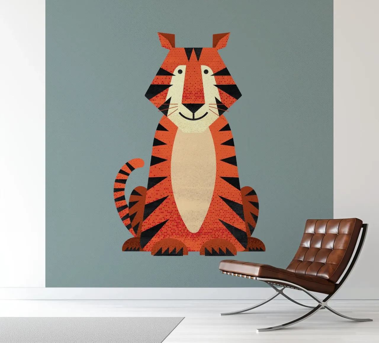 Grillige tijger fotobehang van The Printed Sparrow