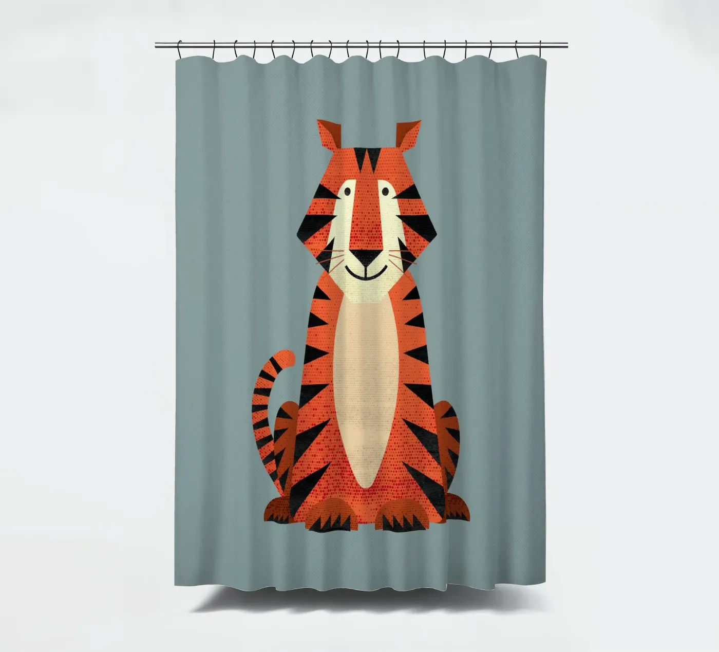 Grillige tijger douchegordijn van The Printed Sparrow
