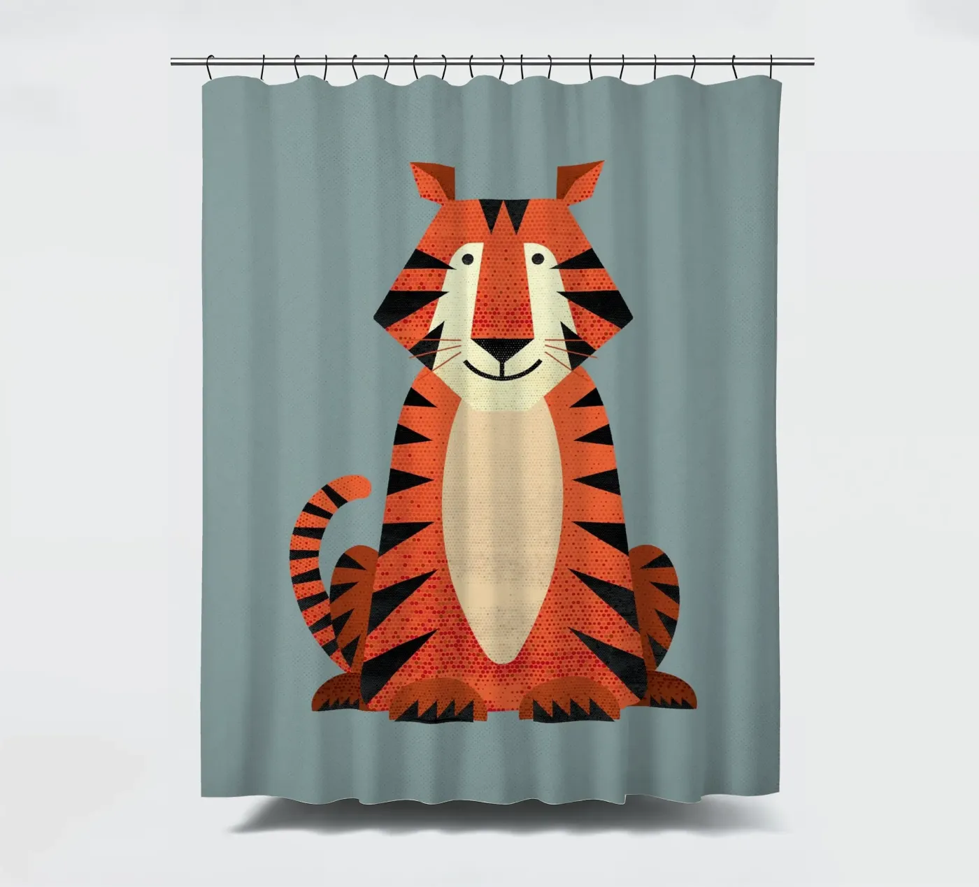 Grillige tijger douchegordijn van The Printed Sparrow