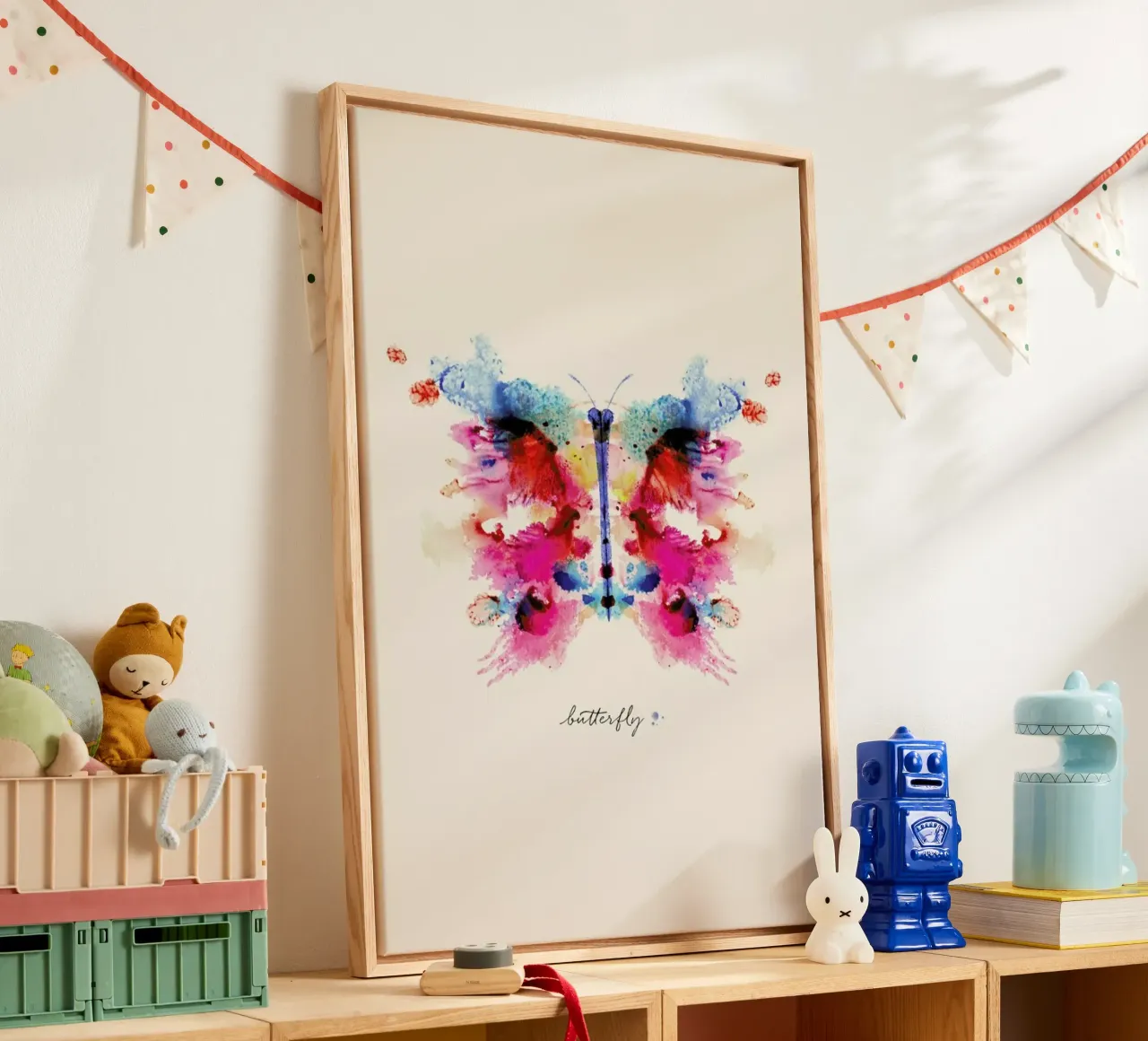 Ink Butterfly Iridescent tela con Cornice a cassetta da Flora & Fauna
