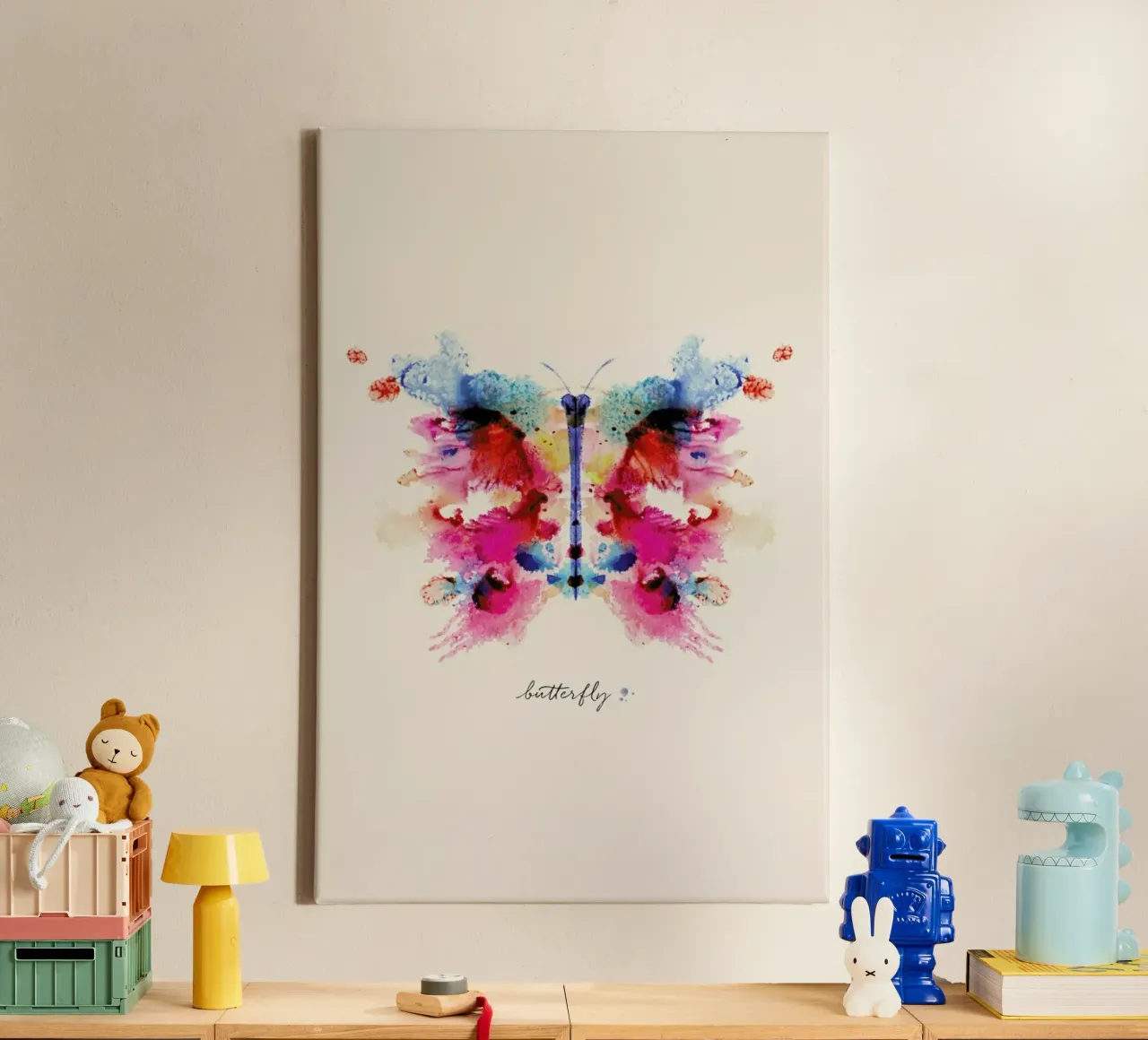 Ink Butterfly Iridescent tela con Cornice a cassetta da Flora & Fauna