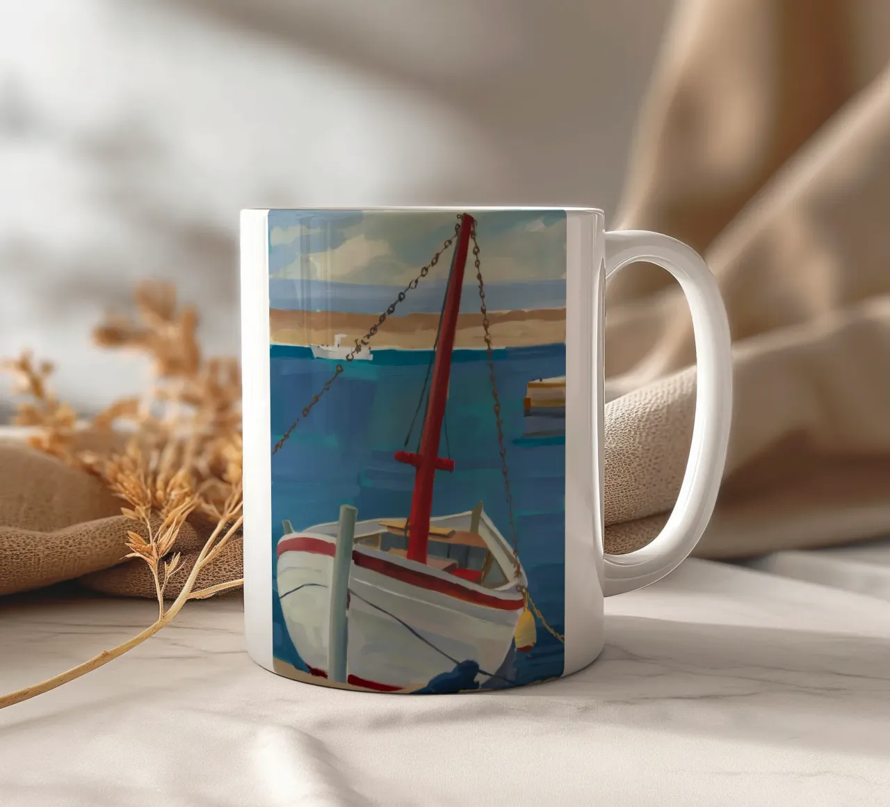 Hafenboot Floß Keramik Tasse von Mystic Grain