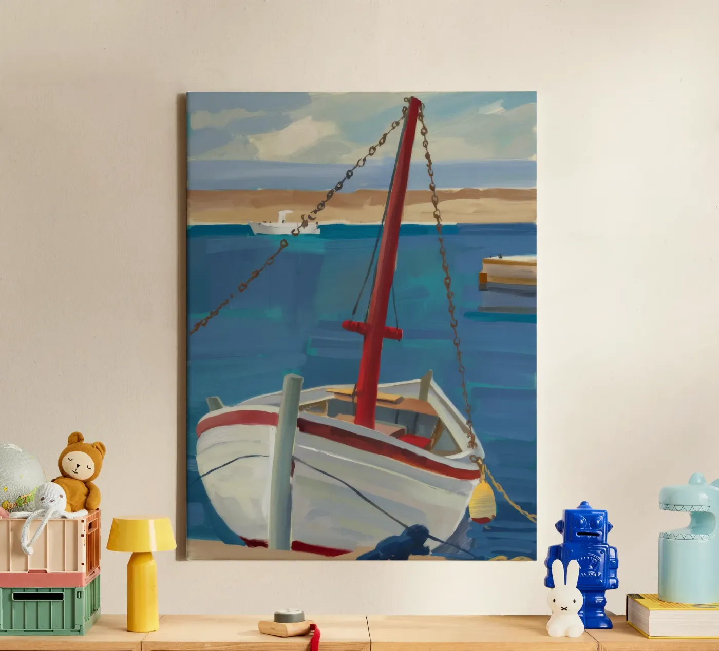 Harbor Boat Float canvas by Mystic Grain