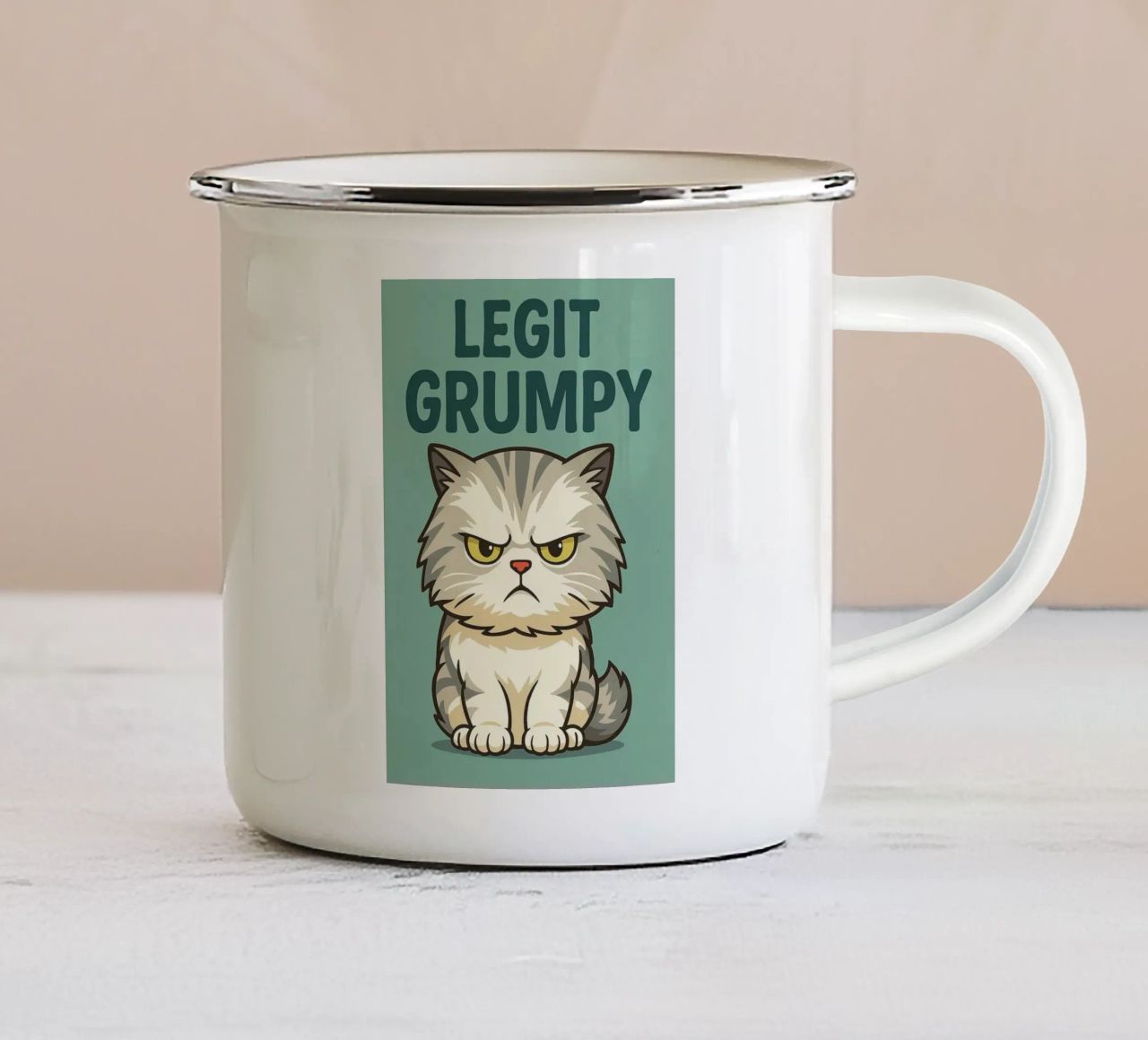 Legit Grumpy Cat emaille mok van the gindils