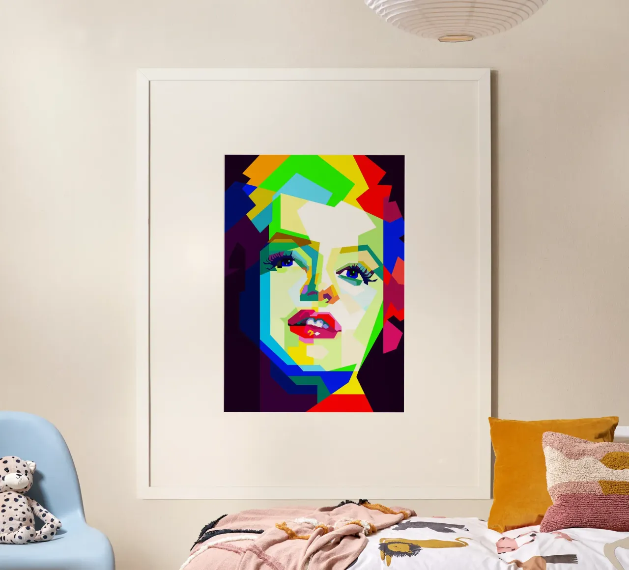 Marilyn Monroe Icona di Hollywood WPAP Trending Now poster con telaio in legno da Artkreator