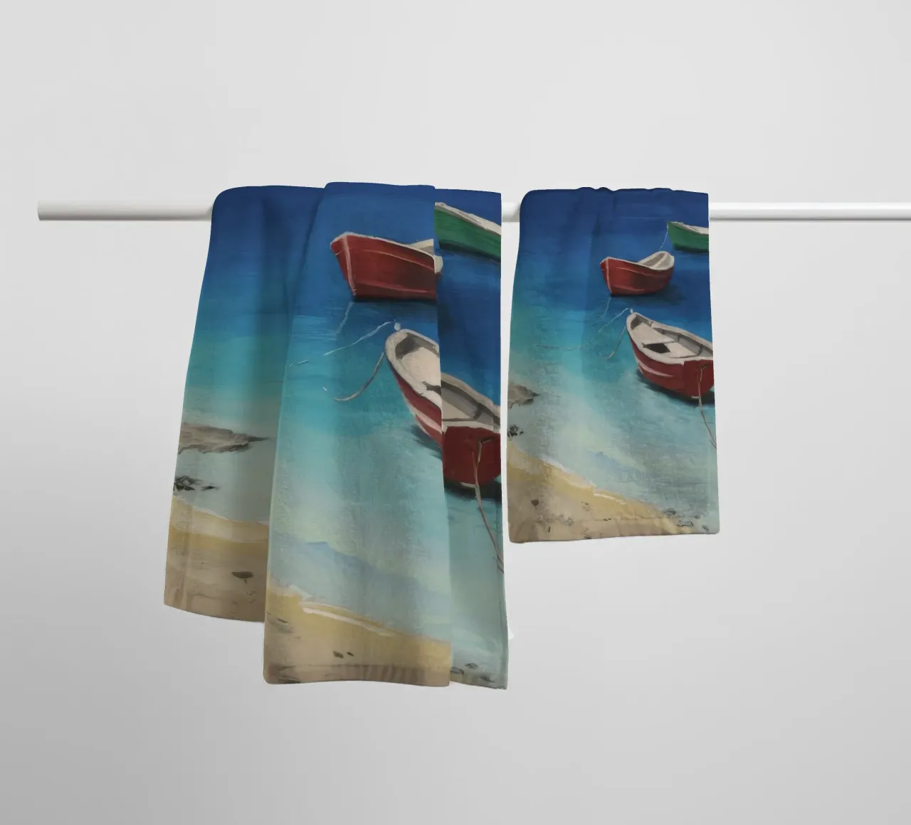Sapphire Shore Boote Handtuch von Mystic Grain