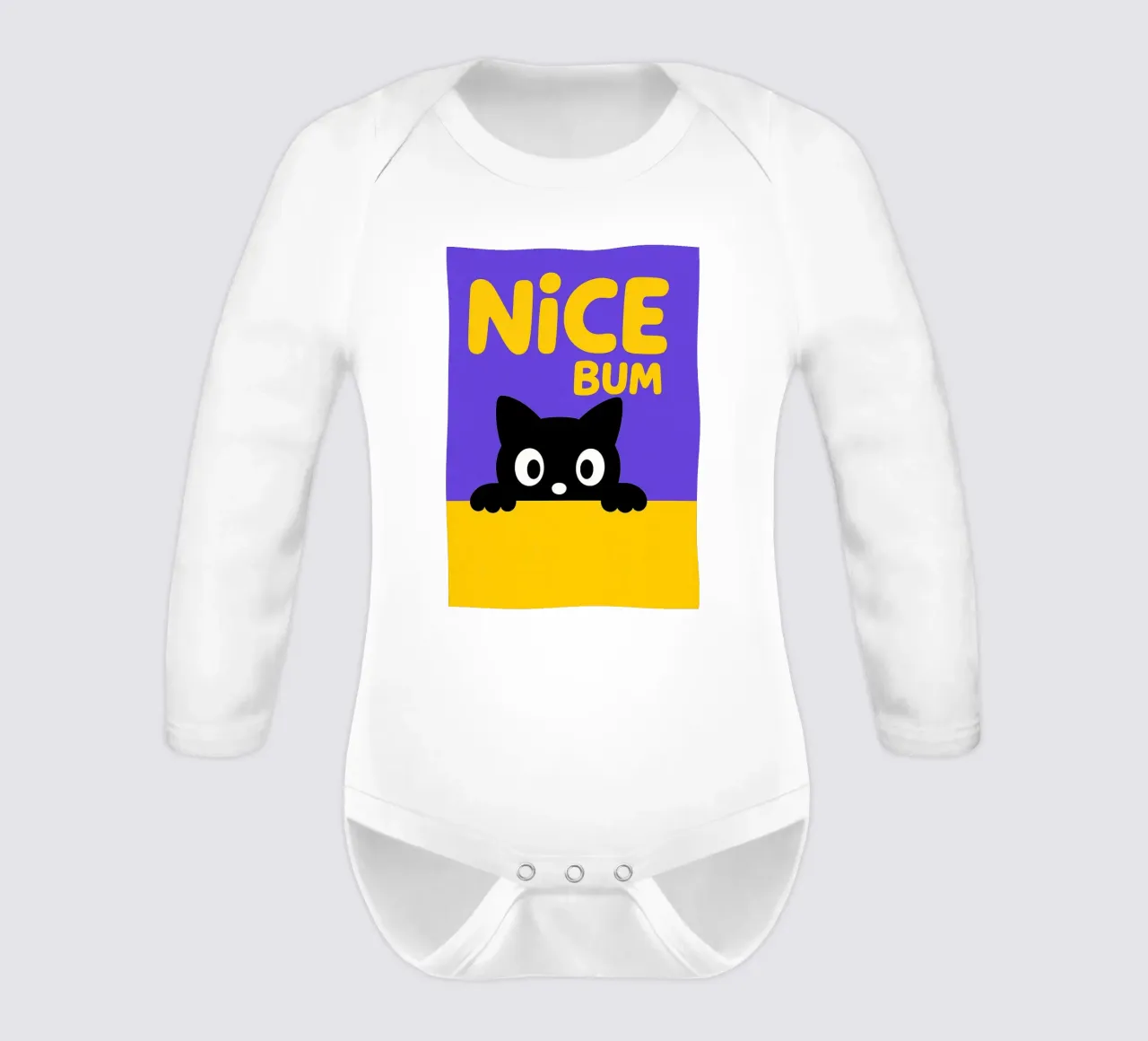 Nice Bum Funny Black Cat long-sleeve baby romper by the gindils