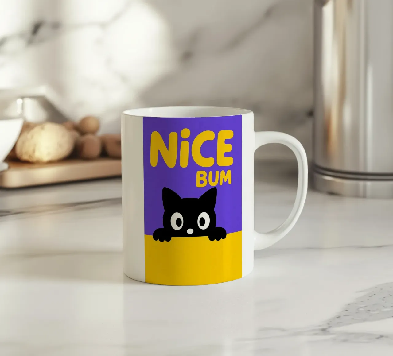 Gatto nero simpatico e divertente tazza in ceramica da the gindils
